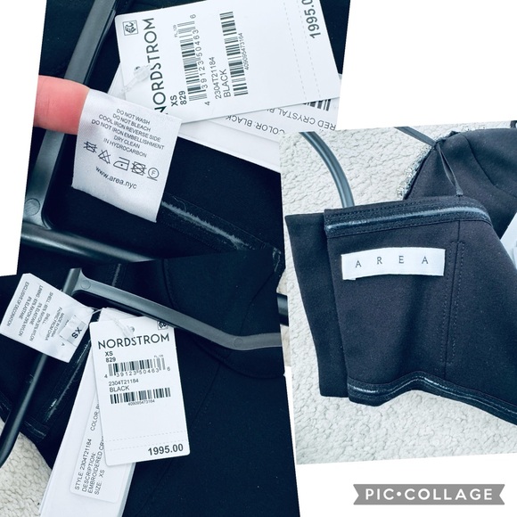 $1995 AREA Crystal Embroidered Bustier Top Black size XS See Measure On Picture - Picture 13 of 15